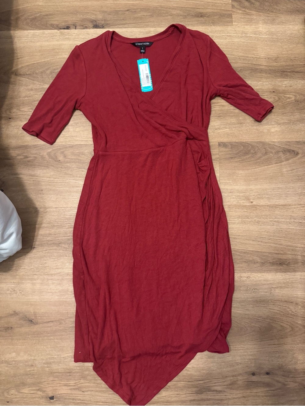 41 Hawthorn Asymmetrical Wrap Dress in Deep Red